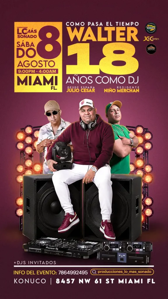 Publicidad-flyer-stories-para-eventos-18-aniversario-dj-walter-trayectoria-miami-konuco-disco-sportbar