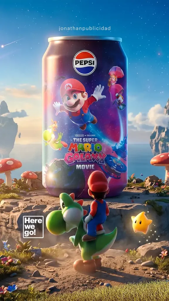 Publicidad-visual-El-mundo-de-Mario-Galaxy-con-Pepsi-Stories-socialmedia-here-we-go