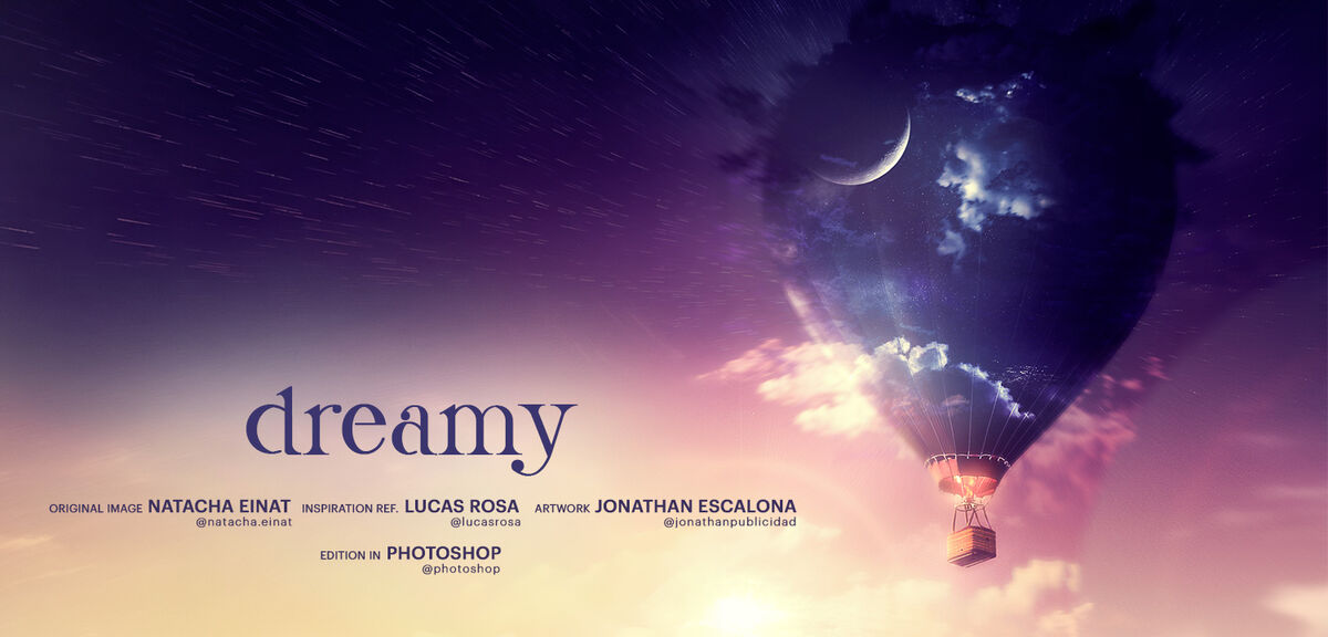 Poster-creativo-Dreamy-surrealista-globo-aerostatico-de-noche-con-nubes-luna-estrellas-paisaje-hermoso-web